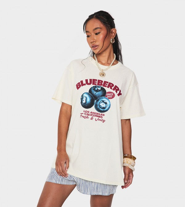 Blueberry Printed Oversized T-Shirt