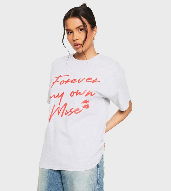 Printed Short Sleeves Oversized T-Shirt