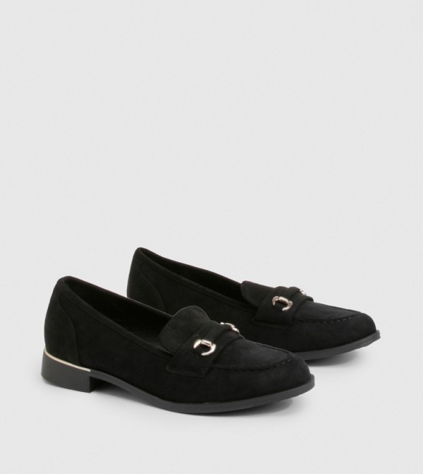 Faux Suede Hardware Detail Solid Loafers