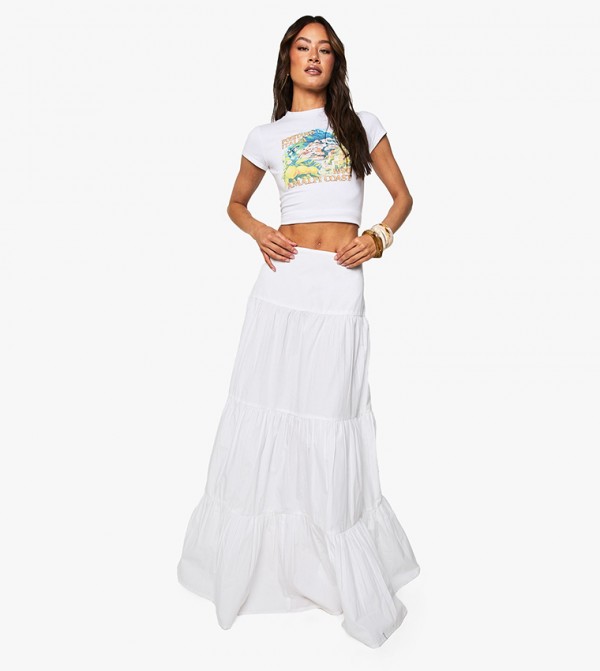 Tall Cotton Poplin Tiered Maxi Skirt