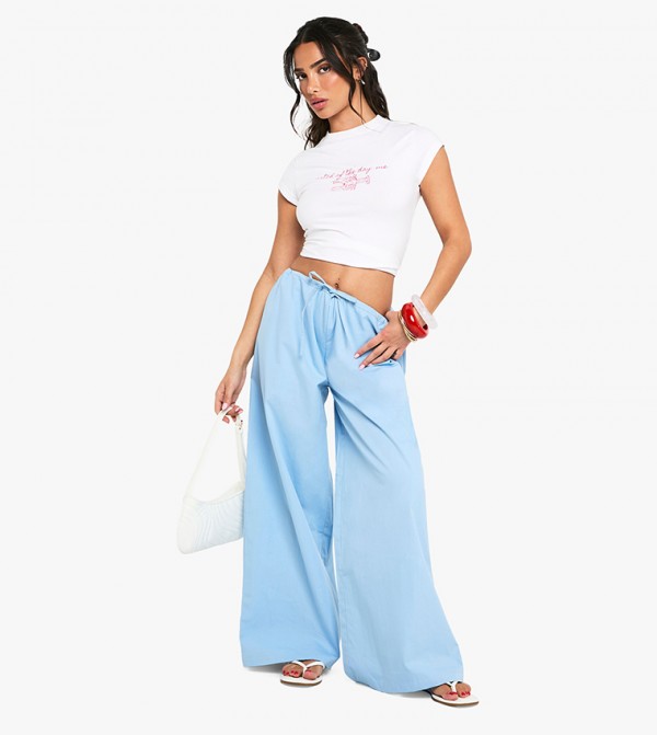 Petite Cotton Poplin Wide Leg Trousers