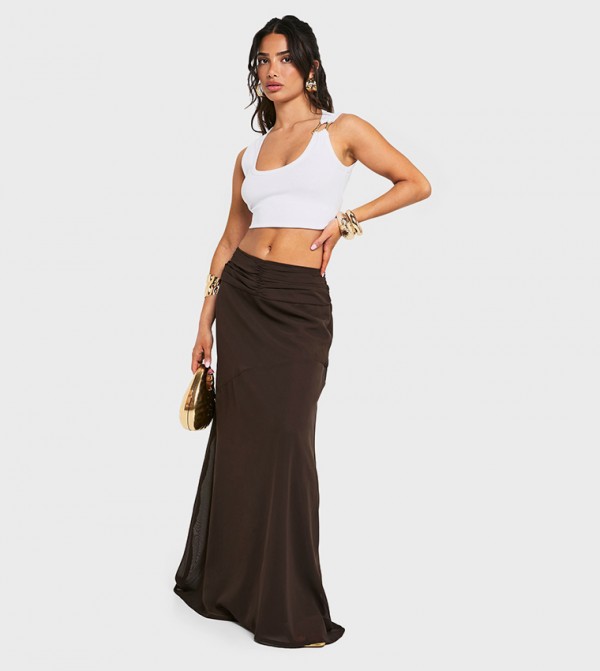 Petite Chiffon Puddle Hem Maxi Skirt