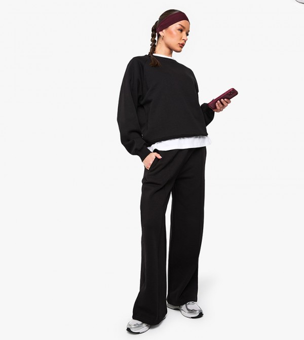 Pintuck Detail Straight Leg Sweatpants