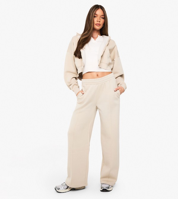 Pintuck Detail Straight Leg Sweatpants