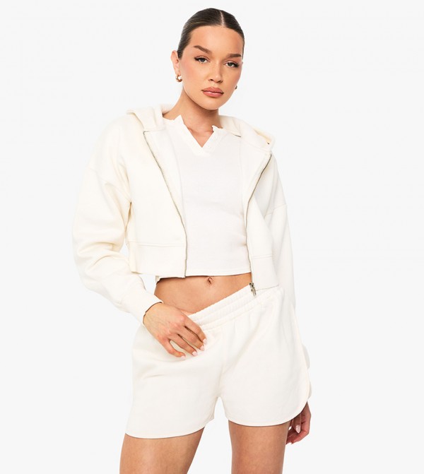 Elastic Waist Runner Sweat Shorts