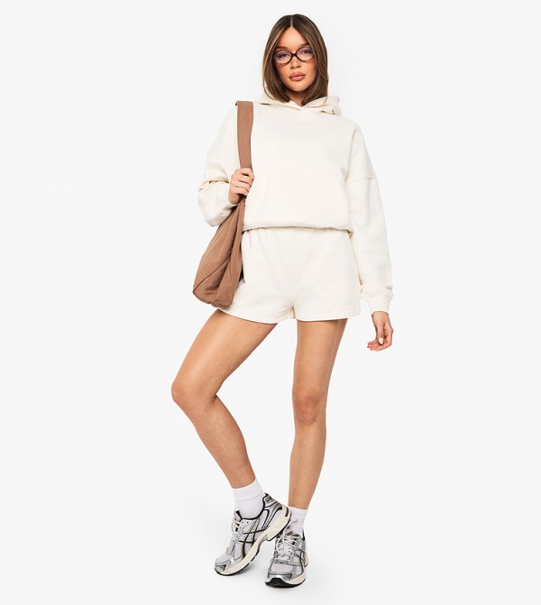 High Waist Sweat Shorts With Internal Drawcord