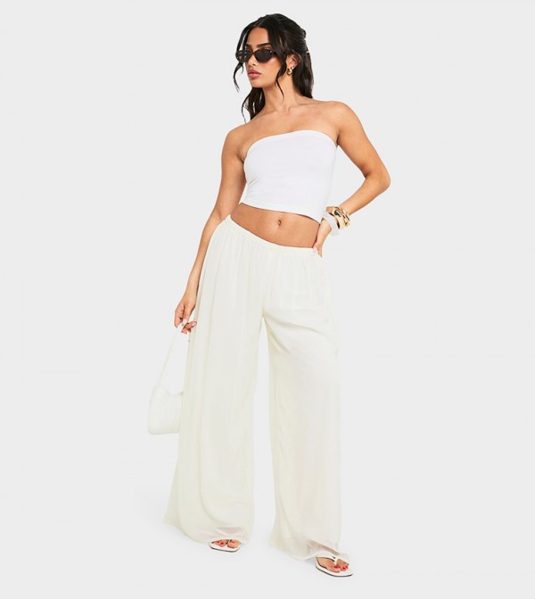 Petite Crinkle Chiffon Palazzo Trousers