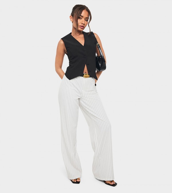 Striped High Waist Flared Trousers