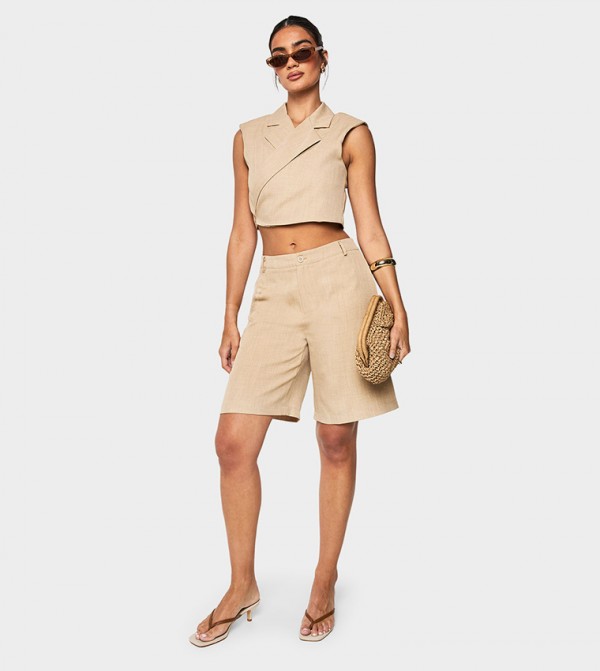 Marl High Waist Bermuda Shorts