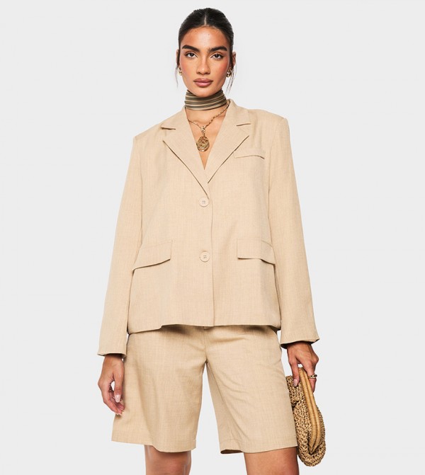 Marl Flare Sleeves Oversized Blazer