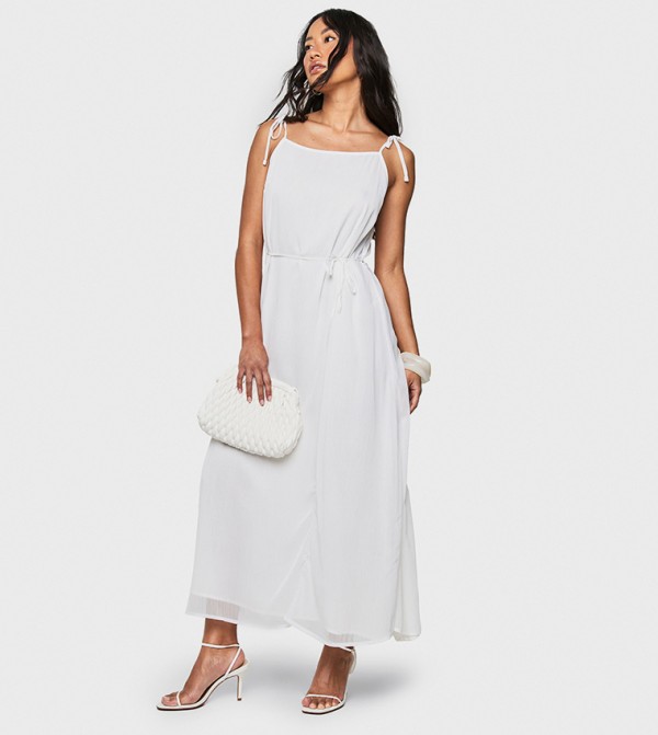 Tie Detail Chiffon Midaxi Dress