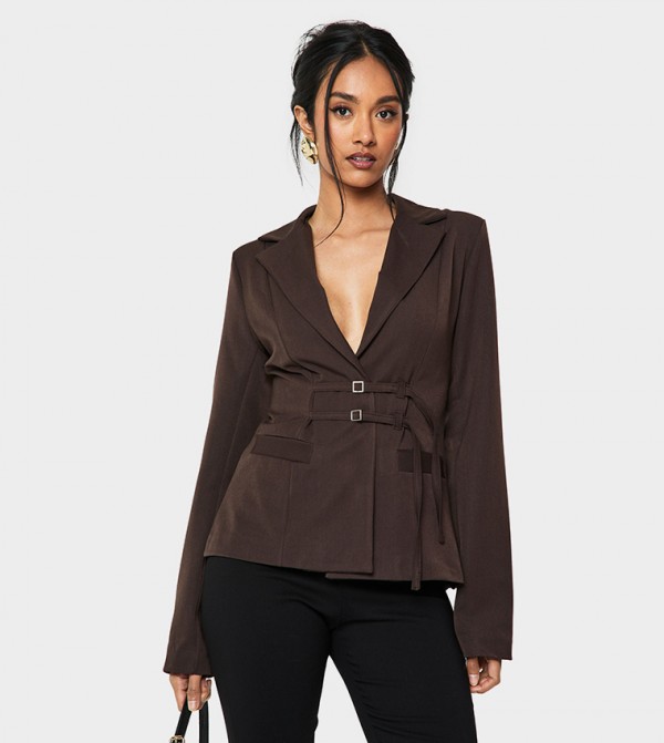 Buckle Detail Long Sleeves Blazer