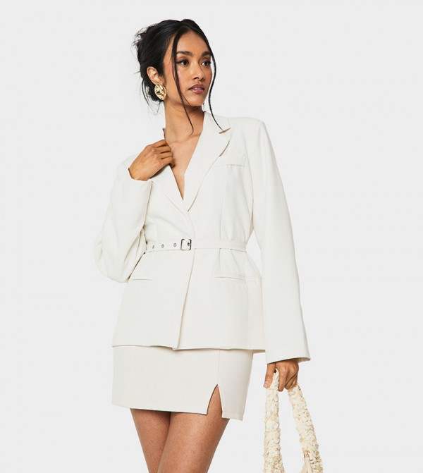 Belted Long Sleeves Blazer