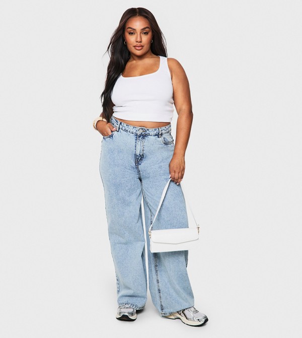 Washed Plus Straight Fit Jeans