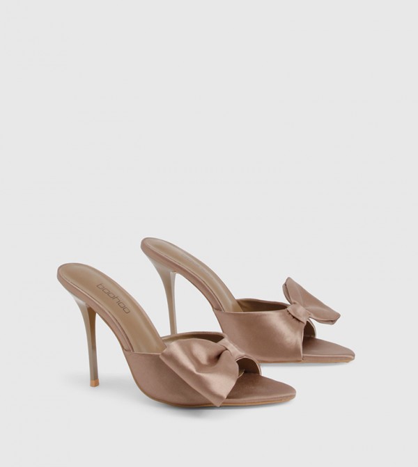 Bow Detail Satin Heeled Sandals