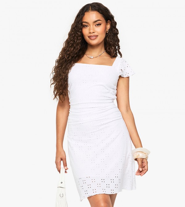 Embroidered Flared Sleeves Mini Dress