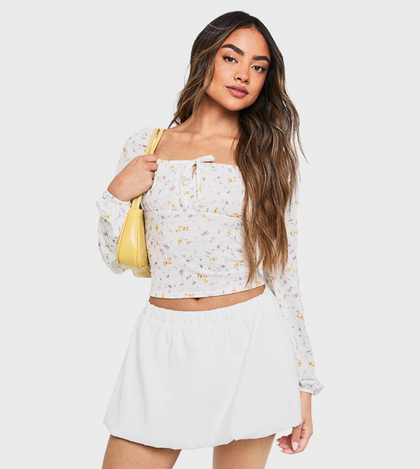 Printed Milkmaid Corset Crop Top