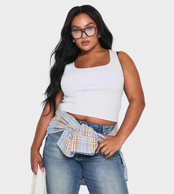 Curve Ribbed Scoop Neck Racer Back Tank Top