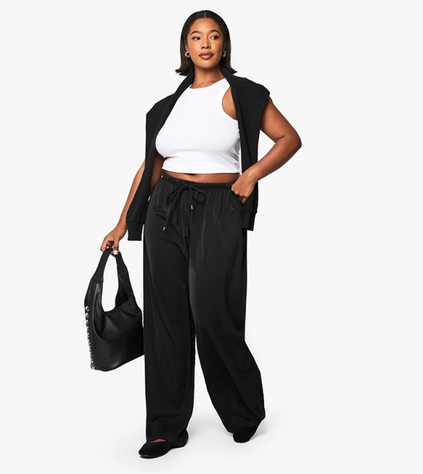 Curve Drawstring Wide Leg Trousers