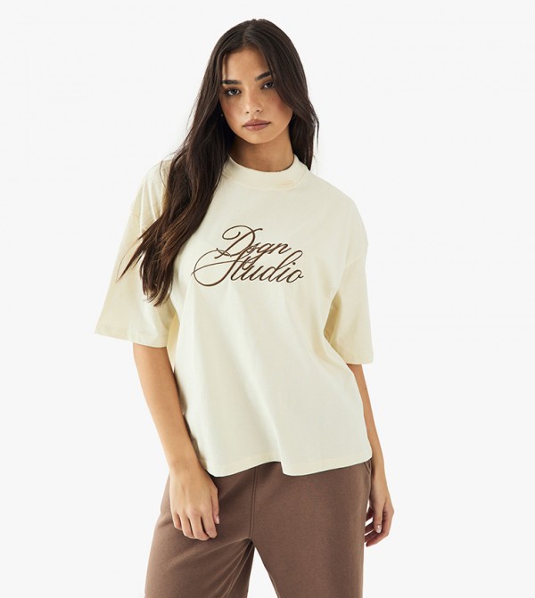 Dsgn Studio Embroidered Script Oversized T-Shirt