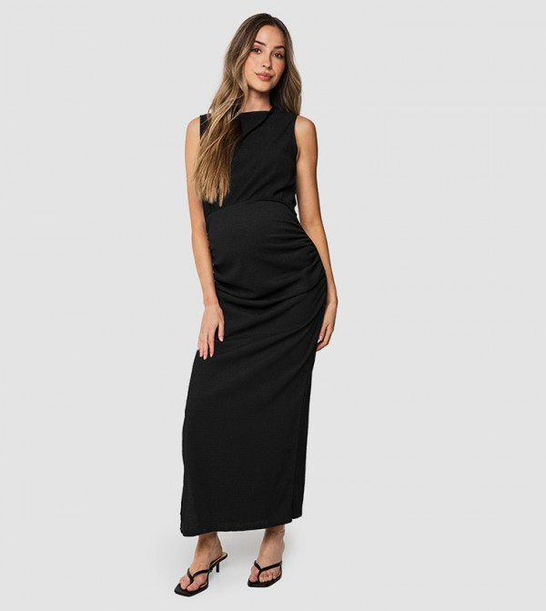 Maternity Textured Ruched Midaxi Dress
