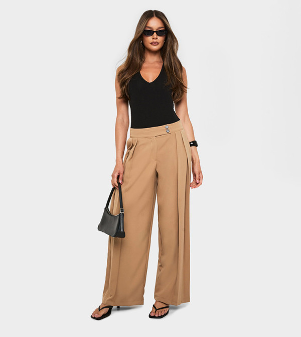 Pleated Wide Leg Trousers