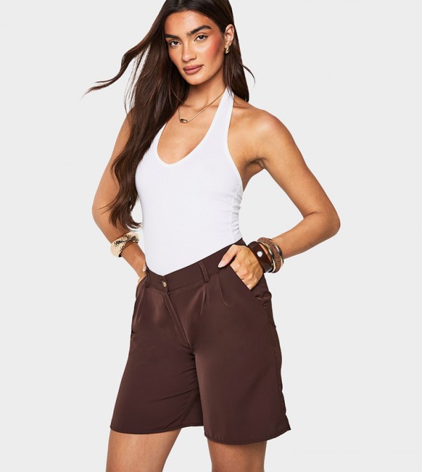 Woven Button-Closure Shorts