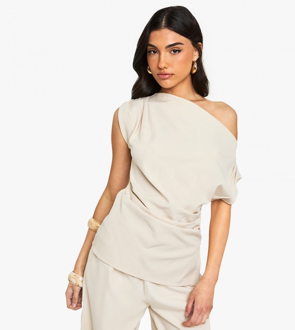 Woven One Shoulder Longline Top