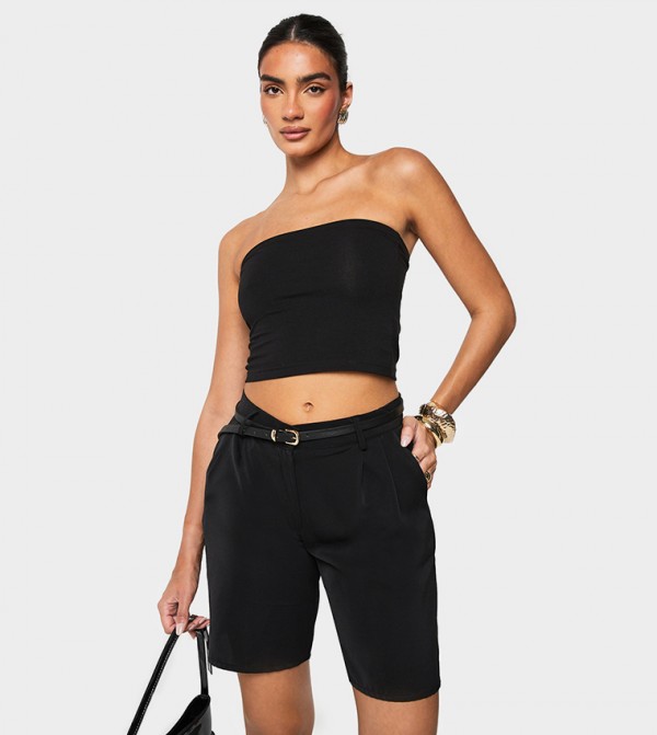 Pleat Detail Bermuda Shorts
