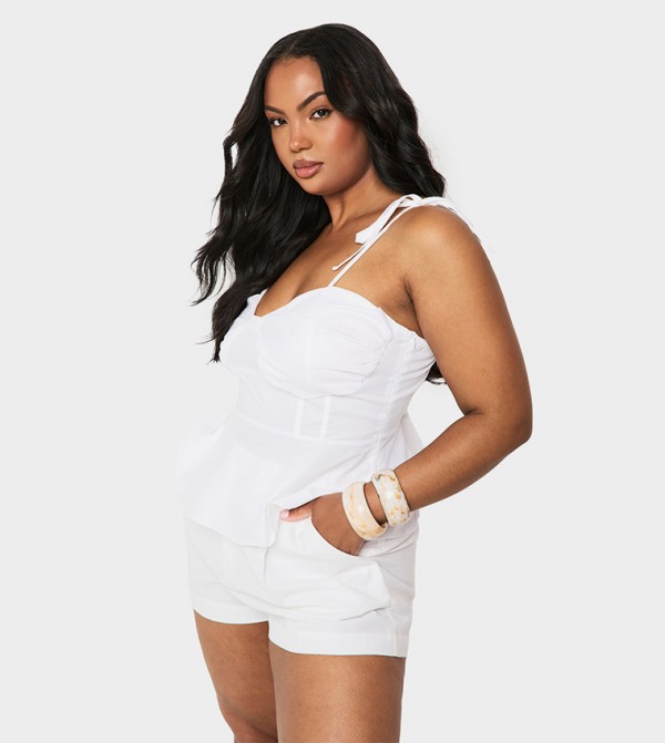 Curve Bust Detail Tie Strap Top