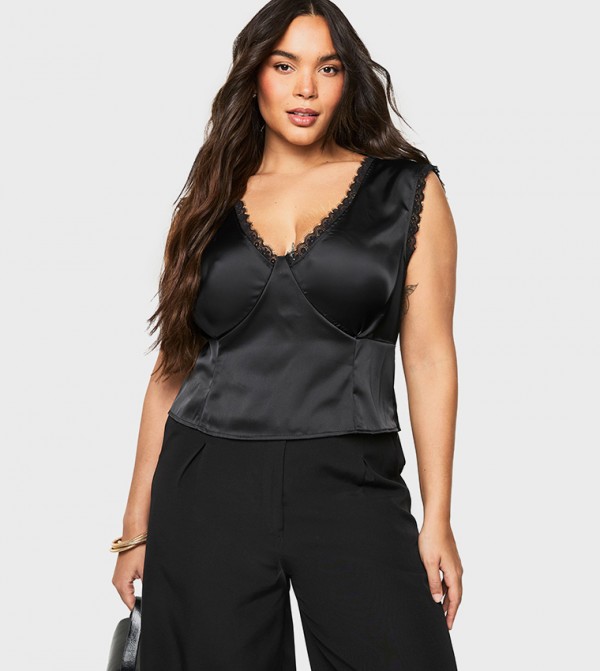 Curve Bust Detail Tie Strap Top