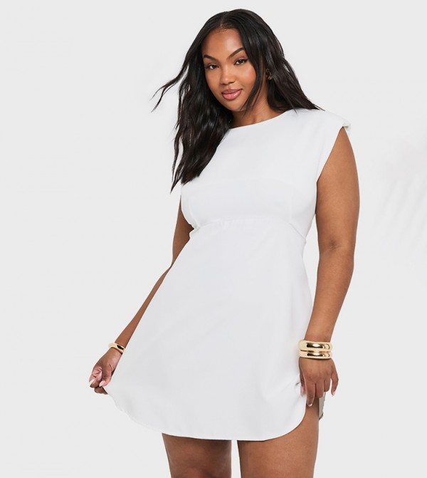 Curve Cap Sleeves Mini Dress