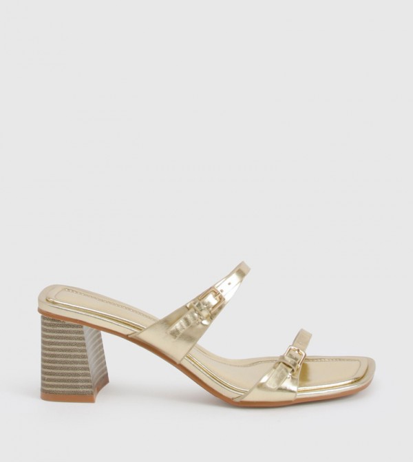 Buckle Strappy Block Heel Sandals