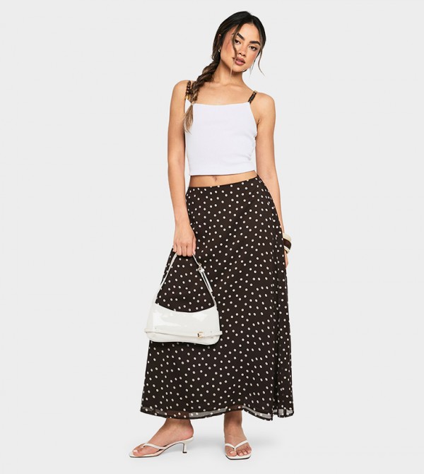 Polka Dots Chiffon Midi Skirt