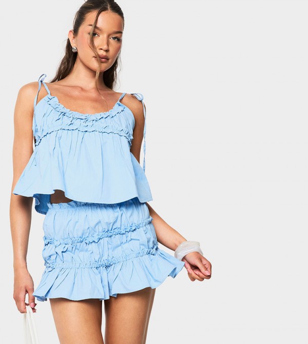 Poplin Tie Shoulder Cami Crop Top