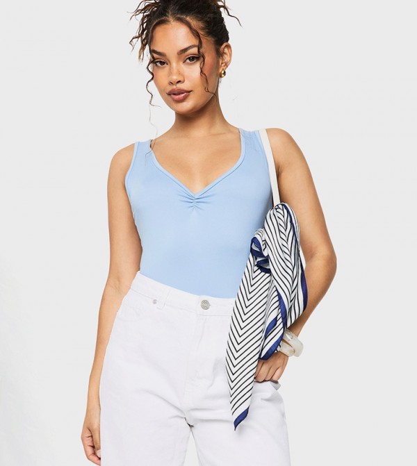 Super Soft V-Neck Ruched Bodysuit Top