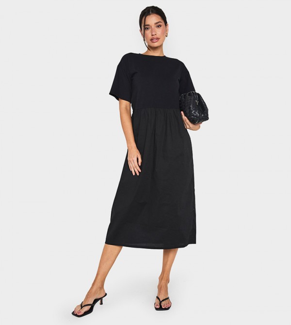 Tall Jersey Cotton Mix Smock Midi Dress