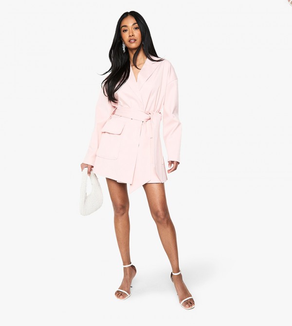 Tailored Oversized Wrap Blazer Dress