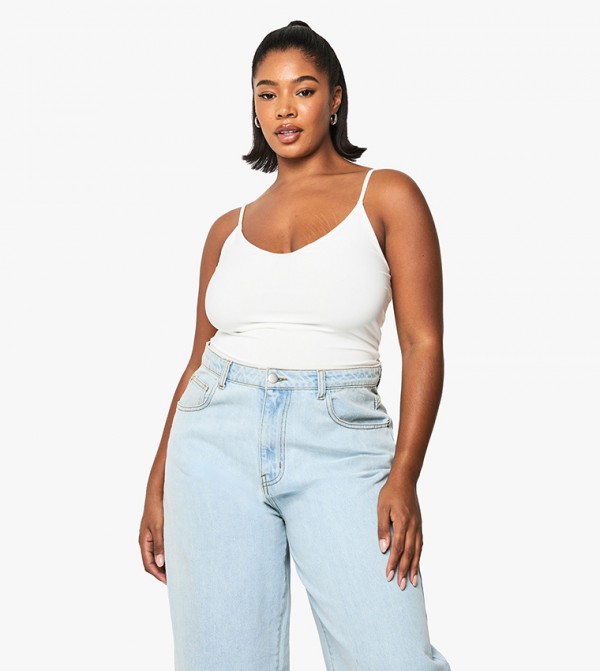 Curve Double Layer Slinky Strappy Bodysuit Top