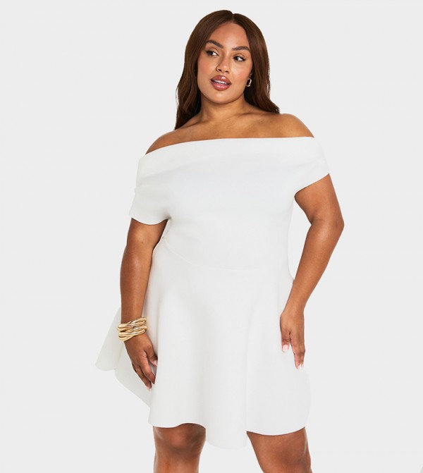 Curve Structured Bardot Skater Mini Dress