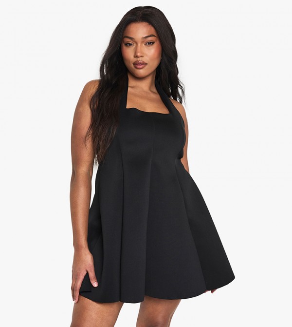 Curve Structured Panelled Skater Mini Dress