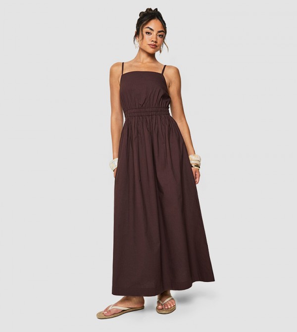 Strappy Poplin Maxi Dress
