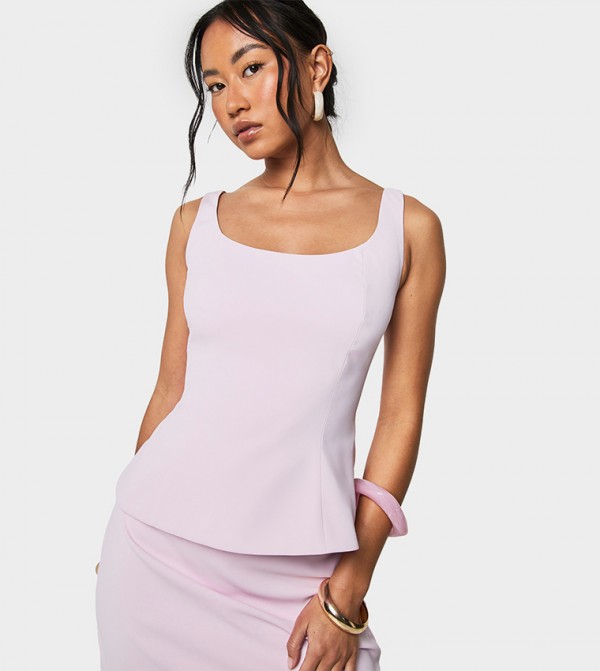 Solid Peplum Sleeveless Top