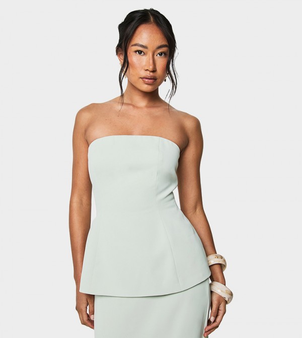 Solid Strapless Peplum Top