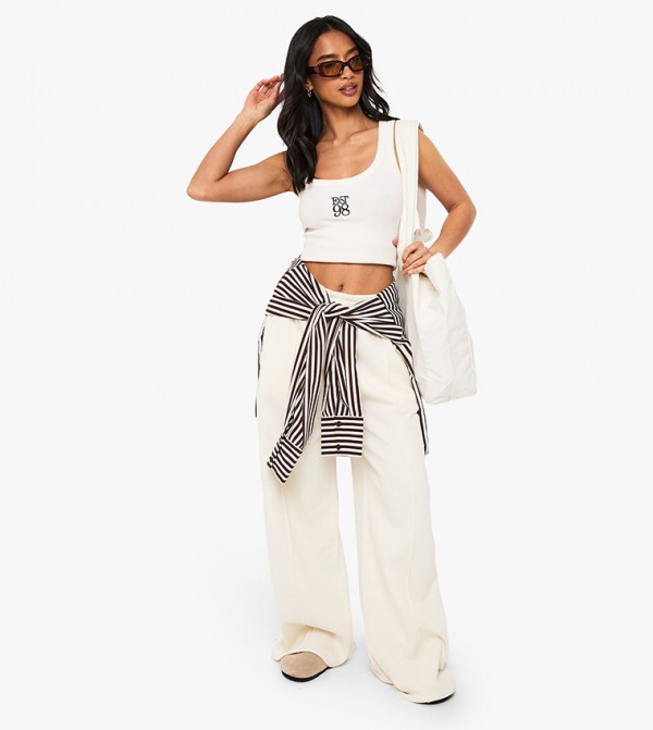 Petite Pintuck Detail Straight Leg Sweatpants