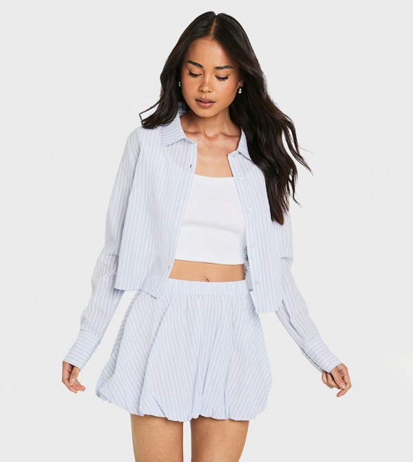 Cotton Striped Crop Shirt