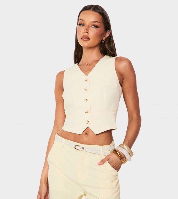 Solid Fitted Crop Waistcoat