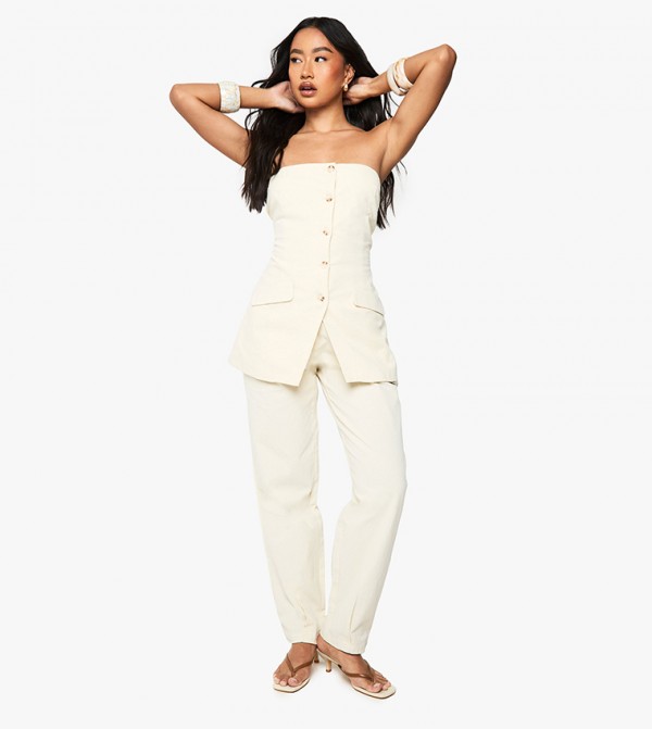 Linen Tailored Straight Fit Trousers