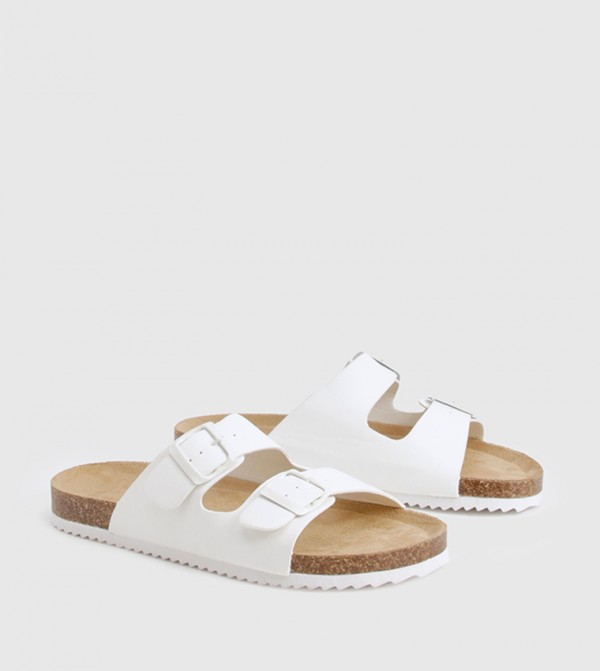 Buckle Double Strap Flat Sandals