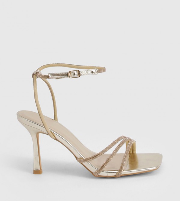Triple Embellished Strappy Heel Sandals